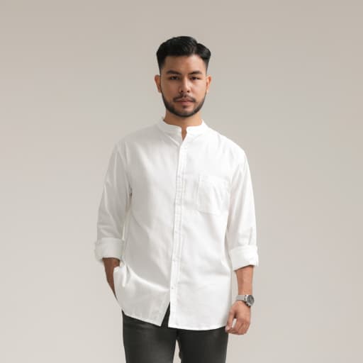 Broodis Kemeja Koko Pria Shanghai Polos Oxford Putih COZY Series Cotton White Lengan Panjang