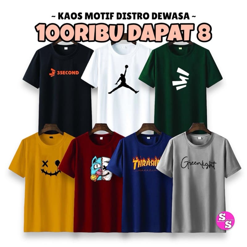 [PAKET 100RIBU DAPAT 8] KAOS DISTRO PRIA WANITA TERMURAH