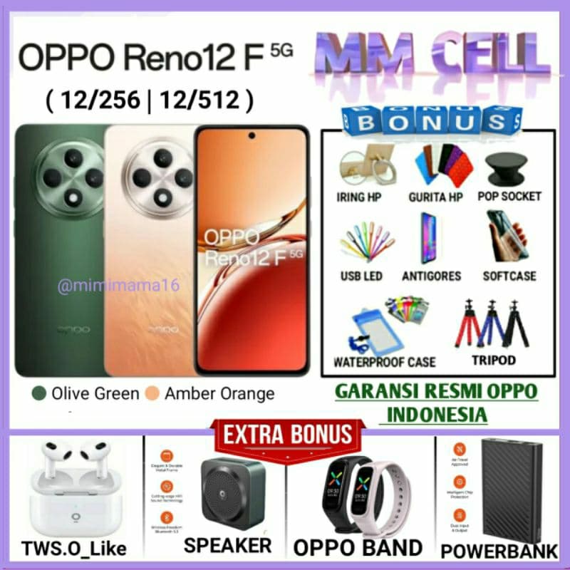 OPPO RENO 12F 5G RAM 12/512 GB | OPPO RENO12 F 5G RAM 12/256 GB GARANSI RESMI OPPO
