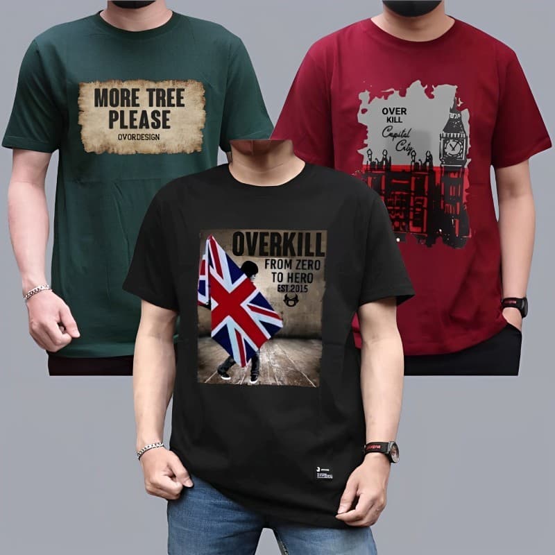 (Isi 3pcs)Kaos Distro Kaos pria lengan pendek Kaos pria distro Kaos oblong Bahan Katun