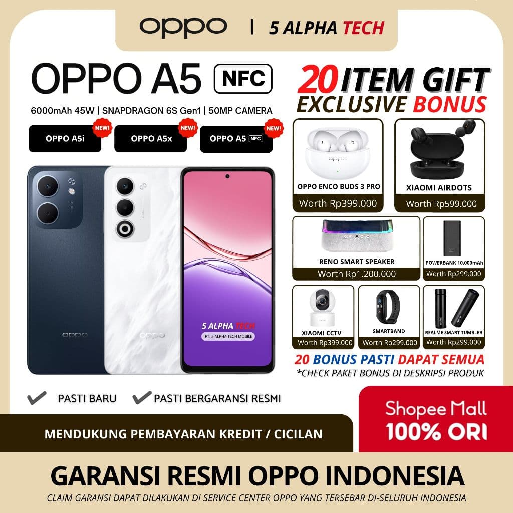 OPPO A5 NFC 8/256GB ( +8GB Extended RAM ) Garansi Resmi OPPO