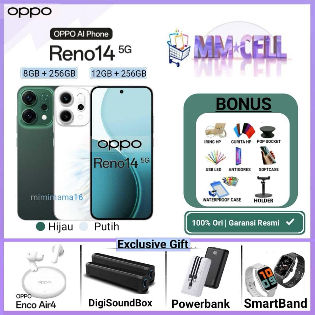 OPPO RENO 14 5G RAM 12/256 GB | RENO 14 5G 8/256GB GARANSI RESMI OPPO INDONESIA