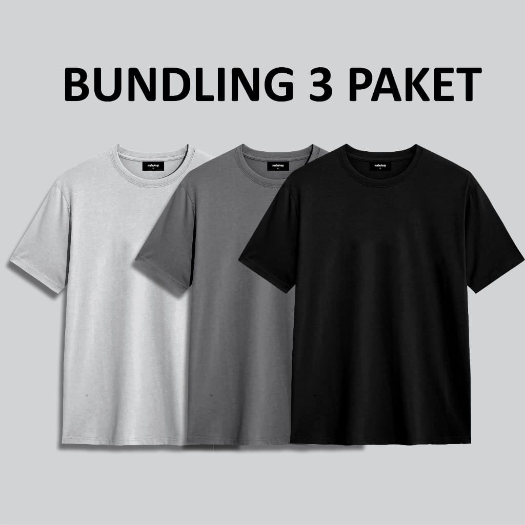 PAKET 3 PCS KAOS POLOS COTTON COMBED 30S PREMIUM BAJU POLOS PRIA