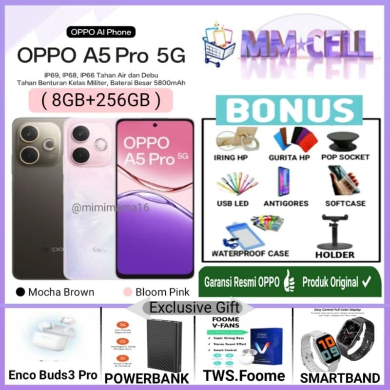 OPPO A5 PRO 5G RAM 8/256 GB GARANSI RESMI OPPO INDONESIA