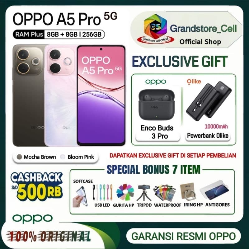 OPPO A5 PRO 5G NFC RAM 8/256GB GARANSI RESMI OPPO INDONESIA