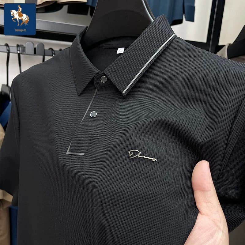 Tamp-X New Short SleeveMen's Lapel Business Casual Kaos Shirt Polo Shirt Premium