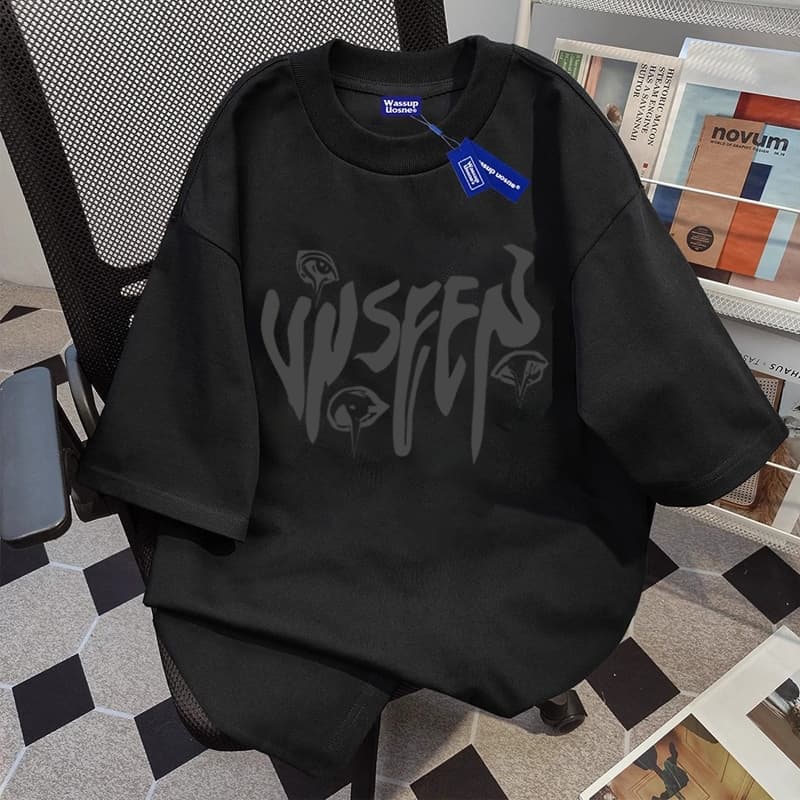 BOOMBAP American retro Style T-shirt Oversize Original Hip Hop Misty Eyes Print Print top| Kaos Wanita Hitam | Kaos pria dan wanita | Street Style 100%Cotton top 6.6