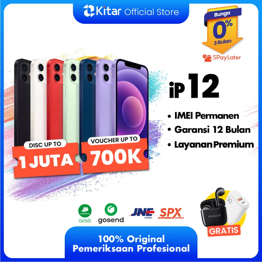 iPhone 12 ex iBox Beacukai IMEI Permanen Garansi 12 Bln 100% Original Second Resmi FULLSET BC 128GB 256GB 512GB 1TB