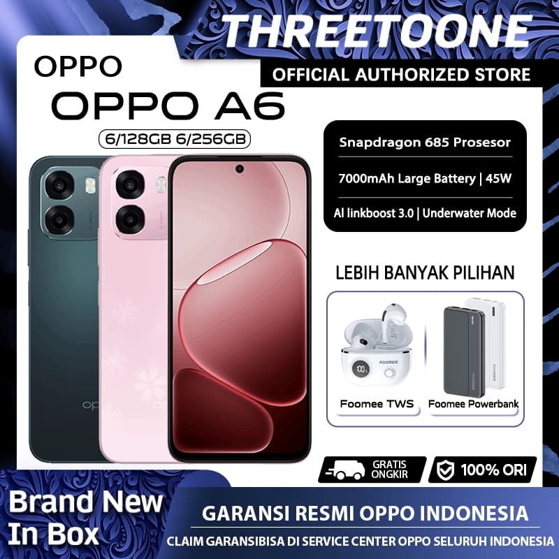 [NEW LAUNCH] OPPO A6 6/128GB 6/256GB Snapdragon 685 Al linkboost 3.0 OPPO Terbaru 2025 Garansi Resmi