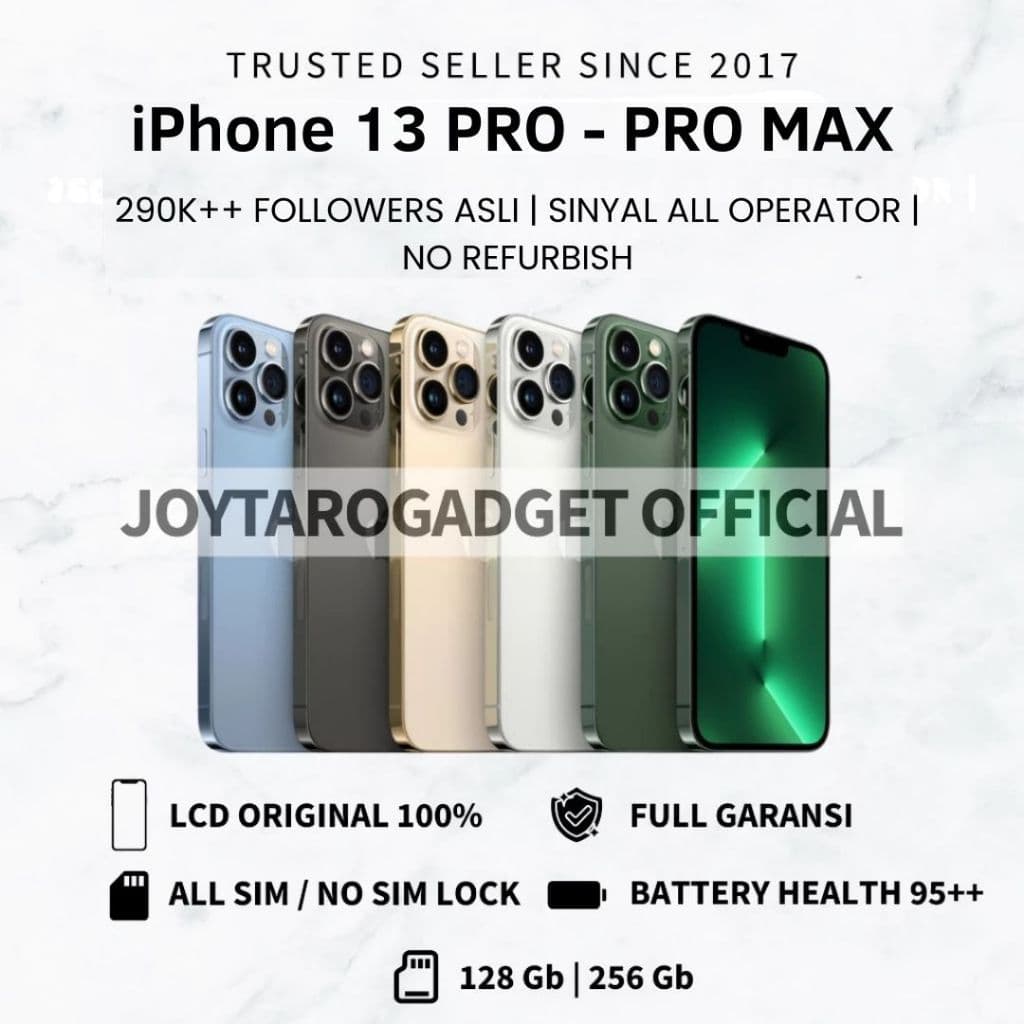iPhone 13 Pro -  iPhone 13 Pro max kapasitas 128gb - 256gb Lcd Original 100% No Minus Fullset No Refurbish