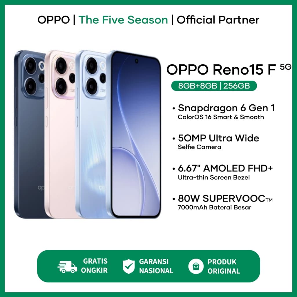 OPPO Reno15 Series 5G (8/256)(12/256)(12/512) 50MP Ultra Wide Camera - Garansi Resmi OPPO Indonesia
