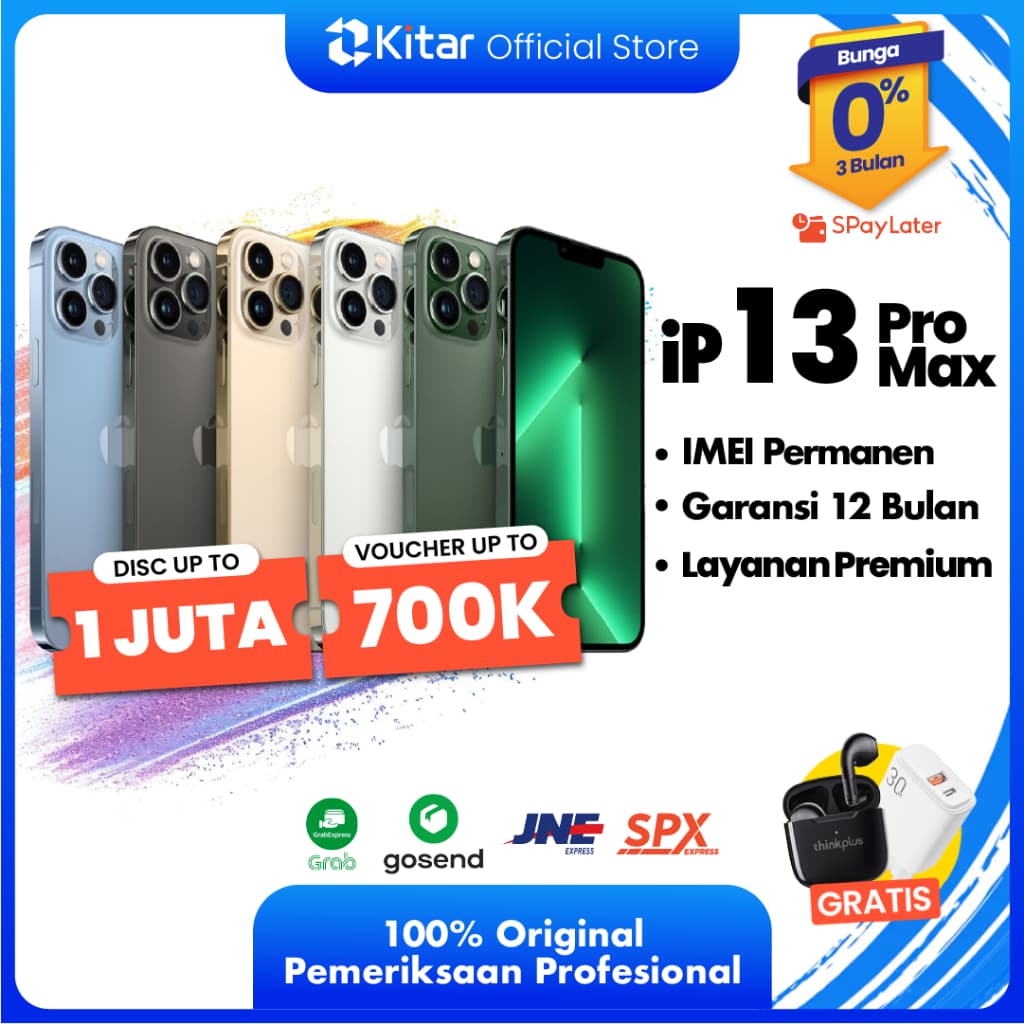 iPhone 13 Pro Max ex iBox Beacukai IMEI Permanen Garansi 12 Bln 100% Original Second iPhone FULLSET 128GB 256GB 512GB 1TB