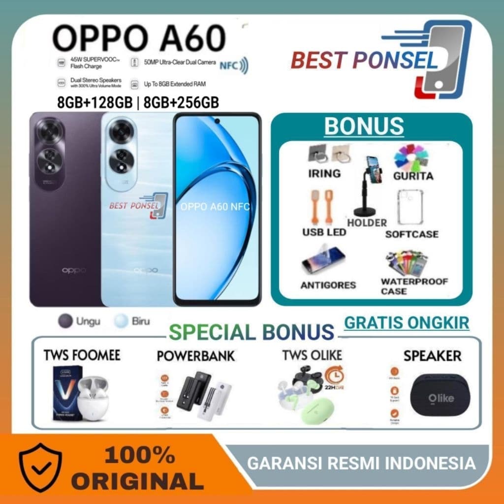 OPPO A60 NFC 8/128GB | 8/256GB | A79 5G 8/128GB GARANSI RESMI OPPO INDONESIA