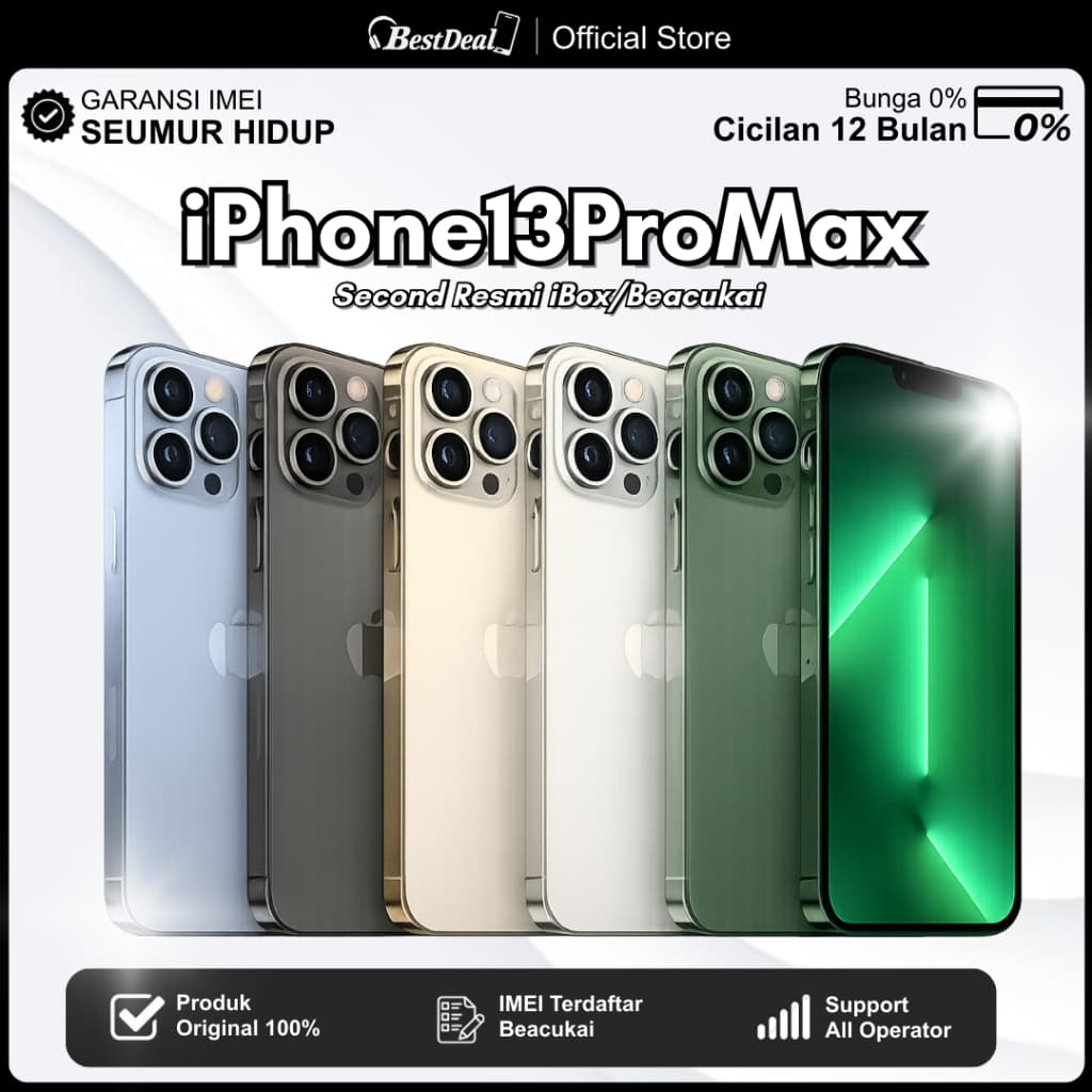 Garansi 24 Bln iPhone 13 Pro Max 128/256GB Second iBox Original BH 100% Fullset Mulus IMEI Permanen