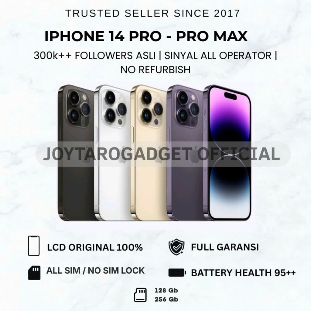 iPhone 14 Pro - iPHONE 14 Pro max kapasitas 128gb 256gb Lcd 100% Original Fullset Mulus No Refurbish