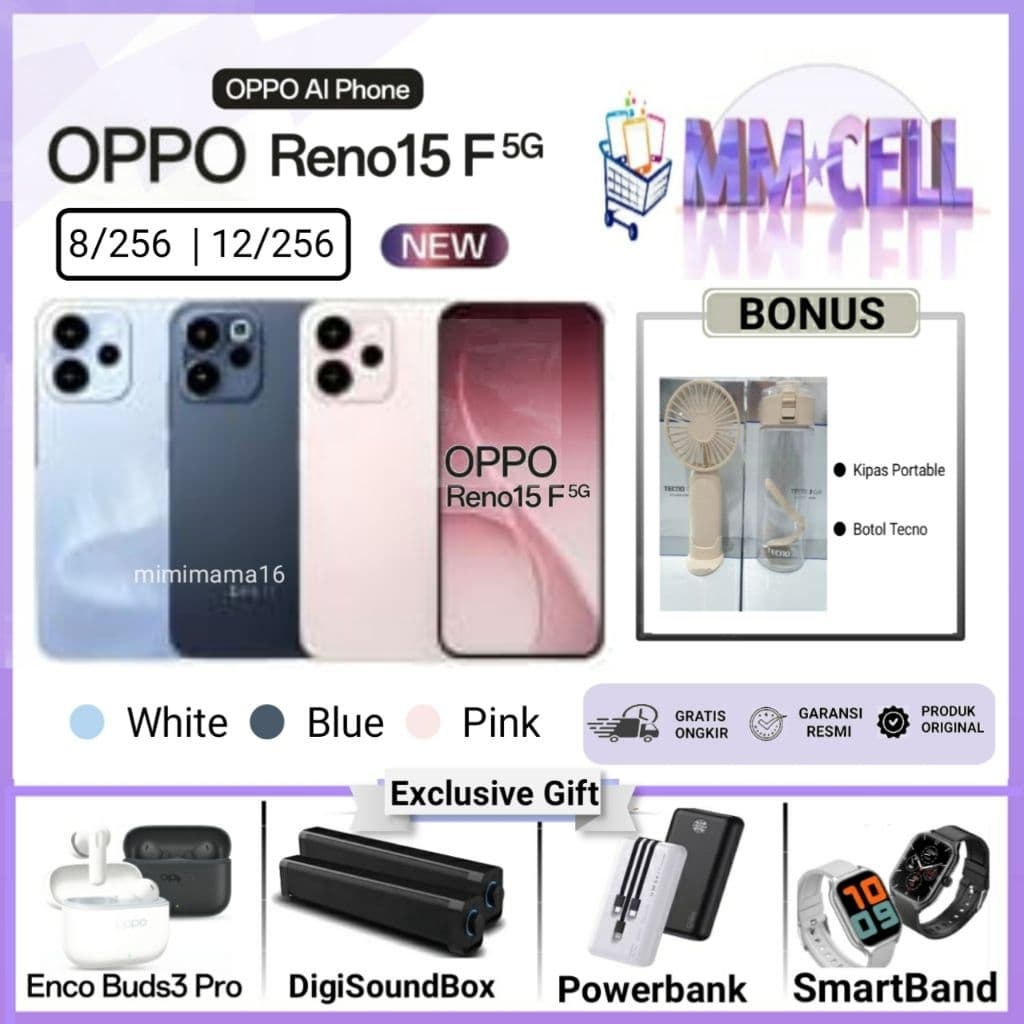 OPPO RENO 15F 5G RAM 8/256 | RENO 15 F 5G 12/256 GB GARANSI RESMI OPPO INDONESIA
